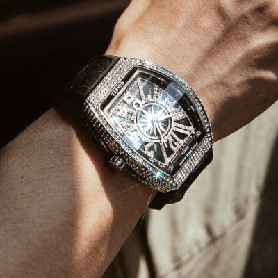 PIN_C01/Couple/Leather/Metal/Cubic Zirconia/Woman/Men/Wrist Watch