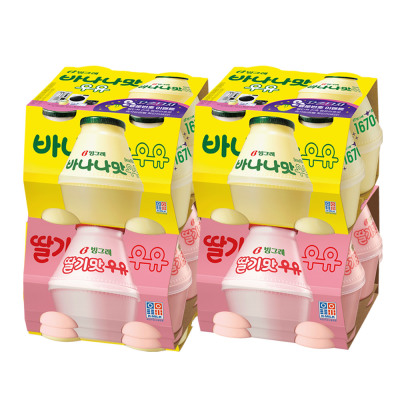 Binggrae Banana Milk 240ml x8 + Strawberry Milk 240ml x8