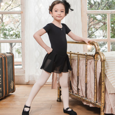 Children/Kids /Girls/Basic/Dress/Ballet Dance Clothing/Short Sleeve/Chiffon/Black