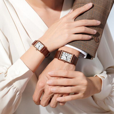 Black/BRAUN/Square/Square/Tank/Couple/Leather Watches