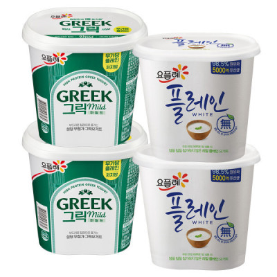 Greek Mild Unsweetened 900ml x2 + Plain White 900ml x2