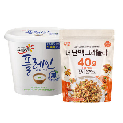 Plain White 900ml x1 + High Protein Granola 165g x1 / Breakfast Set / Protein Cereal
