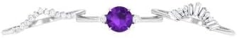 1.2ct RoundStackable Amethyst Trio Ring Set | 925 Sterling Silver Promise Ring for Women | Wedding, Engagement Bridal Rings | Mothers Day Gift_