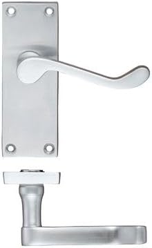 Project Victorian Scroll Lever on Latch Backplate – 114mm x 40mm – Traditional Internal Door Handle – Satin Stainless Steel Finish – Fixings Included (Satin Chrome)