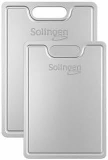 Solingen Paslanmaz Çelik Kesim Panosu, Gümüş, 2'li Set, 230x340mm ve 200x300mm