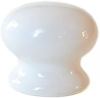 Set of 6 Ceramic Knobs White Glaze (FFF) - Kitchen Cabinet Cupboard Door knobs, Cupboard, Chest, Furniture, Drawer Handles - Vintage Shabby Chic (40mm Diameter)