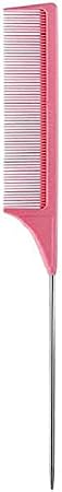 Tail Combs Professional Antistatic Carbon Fiber Metal Pin Tail Comb Tail Hair Comb With Fine Tooth Pink Professional