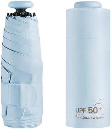 Mini Travel UV Folding Umbrella with Micro handle for Men Women Kids/Anti UV/UPF 50/Sun Protection 99.9%/Coating Layer Fabric Compact/Lightweight Small Portable/ Backpack Purse Pocket/Rain/Blocking