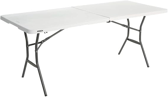 LIFETIME 6 ft/1.83 m Essential Fold-in-Half Table, White Granite
