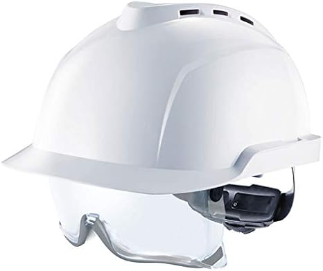 MSA V-Gard 930 Vented Safety Helmet Integrated Specs Hard Hat Ratchet White