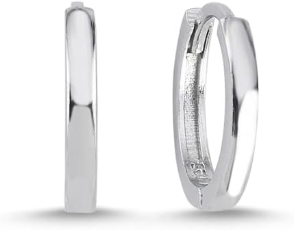 NEREZE 925 Sterling Silver Rhodium Stone Free 10 Mm Hoop Earrings