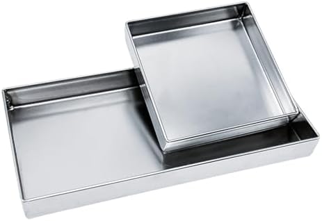 Generisch Paslanmaz çelikten çok yönlü servis tepsisi – 60 x 60 x 5 cm büyüklüğünde damlama kasesi, mutfak, çamaşır, hayvan beslemesi vs. için. Sağlam, deliksiz, çeşitli kullanım imkanları için ideal