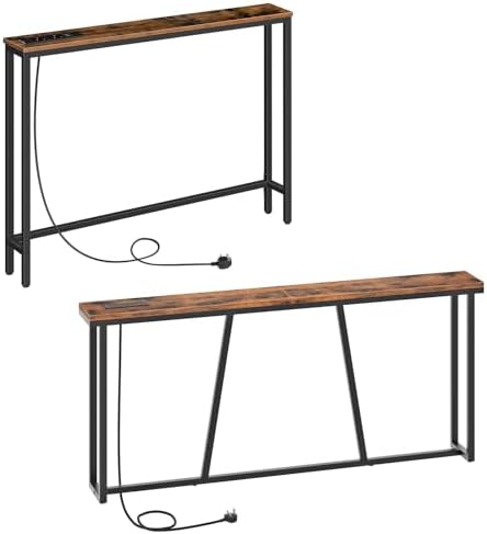 HOOBRO Console Table and Console Table Bundle, Hallway Table with USB Ports and Power Outlets, Long Behind Sofa Table for Entryway, Living Room, EBF51KXG01-EBF158KXG01