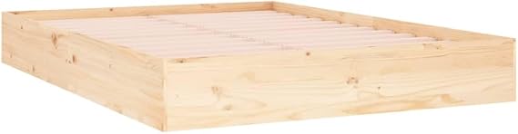 vidaXL Solid Wood Bed Frame Home Bedroom Furniture Decorative Wooden Platform Bed Base Frame Bedstead Mattress Foundation 140x190 cm