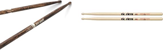 ProMark Drum Sticks - Classic Forward 5B Drumsticks - FireGrain For Playing Harder, Longer - No Excess Vibration & Vic FIrth - American Classic® Extreme Drumsticks X5B - American Hickory - Wood Tip