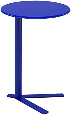 Small Side Coffee Table for Sofa Round Metal Cocktail Bar Table, 22/27 inch High Table for Family Reception Room Bar, Modern Iron Craftsmanship, Blue (Size : 48x56cm(18.8x22in))