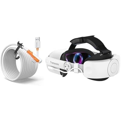 TRANSNOVO Battery Head Strap 6000mAh for Meta Oculus Quest 2, Bundle with 16ft Link Cable Data Transfer