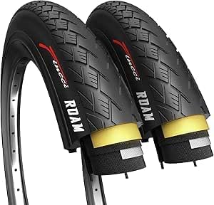 Fincci ペア 700x38c 自転車タイヤ 折りたたみ式 40-622 1mm パンク防止 電動ロード マウンテン MTB ハイブリッドバイク 自転車 700 x 38cタイヤ付き - 2個パック