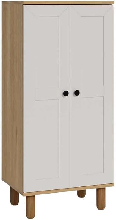 Ayka 2 Kapaklı 5 Raflı ve Çok Amaçlı Dolap Beyaz - Ceviz 129x60x37 cm