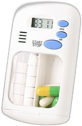 Ezere Elektronik Akıllı Zamanlayıcılı Taşınabilir Hap İlaç Kutusu - BPA İçermez, BEYAZ