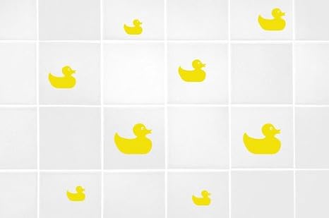 60 Second Makeover Limited Set of 10 Bathroom Ducks Wall Stickers Kids Playroom Bedroom Ensuite Toilet Bathroom Wall Art Rubber Ducks Waterproof Vinyl Stickers - Black Matt
