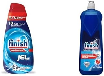 Finish Hepsi Bir Arada Jel Bulaşık Makinesi Deterjanı 1000 ml ve Finish Bulaşık Makinesi Parlatıcı & Kurutucu (1 x 800 ml)