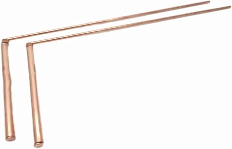 2 Pack Copper Dowsing Rods, 99.9% Copper Detector Rod, Water Divining Rods Detector Rod For Water Treasure Hand Finding Tools (Single head - flat bead)