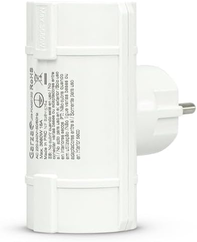 Garza - Dual Side Adapter (2 Schuko sockets) | Double Thief Plugs with Ground Socket | Child Protection | White
