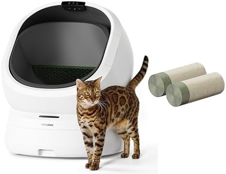 PETLIBRO Automatic Litter Box Bundle with 2 Rolls Waste Drawer Liners, Open Top Self-Cleaning, AI Waste Analysis