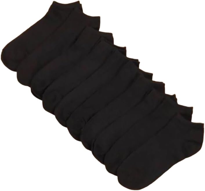 10'lu Siyah Patik Ekonomik Paket Unisex Kısa Spor Sneakers Çorap