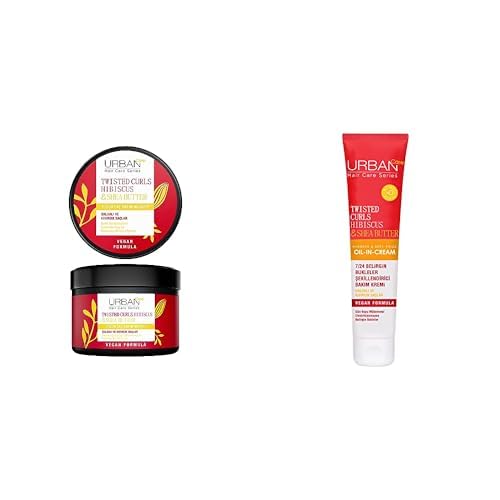 URBAN Care Twisted Curls Hibiscus & Shea Butter Intensive Hair Care Mask Special for Curly and Wavy Hair 230 ml- Vegan x Non-Rinsing Care Cream 175 ml- Vegan