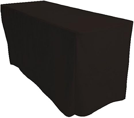 Black 6ft Fitted Rectangular Tablecloth Feet Exhibitions Trestle Party Reception Banquet Venue