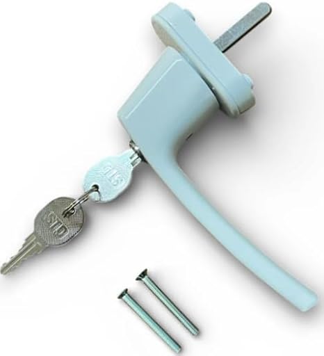 Anahtarlı Kilitli PVC Pencere Kapı Kolu, Alüminyum, Beyaz, Tekli