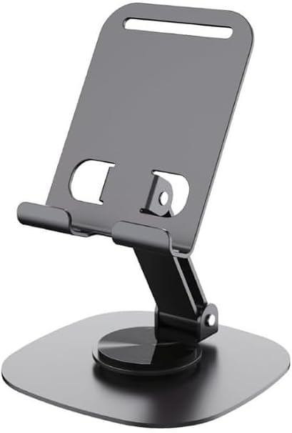 PDAteknoloji Metal 360 Dönebilen Ayarlanabilir Telefon Masa Üstü Standı Standart M-360 Üst Kısım Aşağı Yukarı ve Alt Kısım Sağa Sola 360 Derece Dönerli (Uzay Grisi)