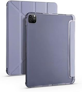 Aksesuarcim Apple iPad Pro 11 2020 (2.Nesil) ile Uyumlu Kılıf Silikon Yumuşak Kalem Bölmeli Esnek 4 Farklı Stand Olabilen Tablet Kılıfı Mor