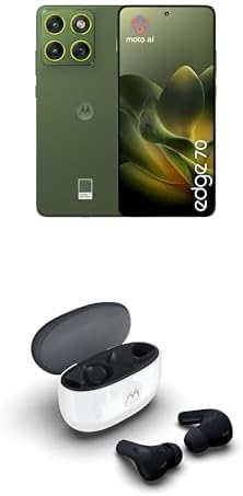 Motorola edge 70 PANTONE Bronze Green 6.67" 1.5K Super HD display · triple 50 MP AI camera · Snapdragon 7 Gen 4 with Co2 offset with moto buds 2