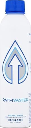 PATHWATER Purified Flouride Free Water in Eco-Friendly, Sustainable BPA Free Reusable Recyclable Durable Light Weight Leak Proof Sleek Aluminum Bottle (740 mL, 25 Ounces, Single Bottle)