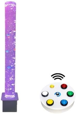 Playlearn 120cm LED Colour Changing Sensory Bubble Tube Fish Lamp with Remote Button Controller-Mood Bubble Tower Lamp Creates Relaxing Mood Calming Visual Effect for Office, Kid's Living Room [Energy Class C]