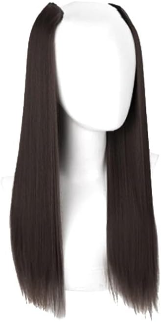 3/4 Full Head Half Wig V-Shape Clip in Hair Extension One Piece Thick Hairpiece Straight 55cm Black Brown