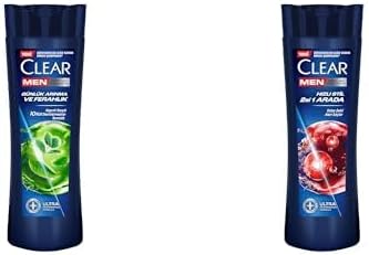 Clear Men Dandruff Effective Shampoo Daily Purification and Refreshment 350 ml and Clear Men Dandruff Effective Shampoo Quick Style 2 in 1 Easy Shaped Hair 350 ml Blue