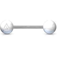 Tongue Barbell Titanium Externally Threaded With Solid Ball Nipple Bar