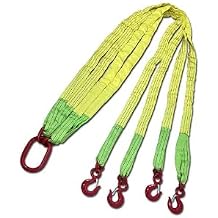 Four Leg Bridle Web Sling 3M 11023lbs/5T Lifting Slings with G80 Alloy Steel Grab Hooks and Adjuster Polyester Webbing Rigging Straps for Safe Towing and Handling of Cargo【5T】