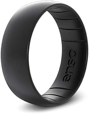 Enso Rings Classic Elements Silicone Ring | Made in The USA | Comfortable, Breathable, and Safe 6 UK Black Pearl-Infused