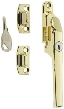 Modern Lockable Casement Fasteners Sleek Window Handle with Key – Secure Fit for Timber or UPVC Windows (Polished Brass)