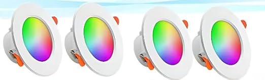 Tuya Bluetooth Smart Downlight Kit RGBCCT Compatible with Alexa,Voice Control, 4 Pack,10W