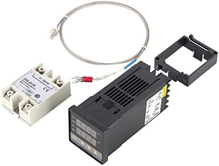 TOPINCN Smart Pid Temperature Controller, Digital Rex-C100 Temperature Controller + 40A Solid State Relay + K Thermocouple Gd Set 0 to 400 Ac100-240V