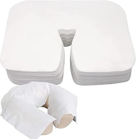 Breathable Disposable Face Cradle Covers Ultra Soft Non Woven Fabric Headrest Covers SPA Face Rest Covers for Massage Tables, Chairs Beauty Spa Salon Bed, 14.17 x 10.6“/ 36 x 27 cm (100PCS-White)