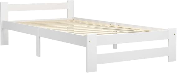 vidaXL Solid Wood Bed White Pine 90 x 200 cm