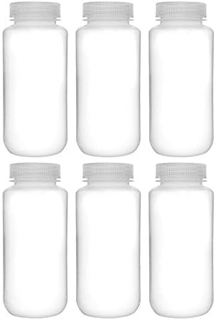 EISCO 試薬ボトル 6個パック 500ml 広口 スクリューキャップ付き ポリプロピレン 半透明ラボ