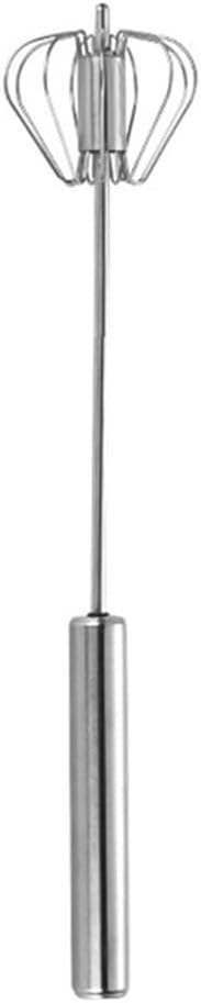 Semi-Automatic Hand Whisk Stainless Steel Manual Egg Beater for Coffee Froth & Batter - Compact Kitchen Mixer Tool Silver(Middle and Middle)